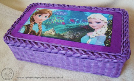košík hranatý s vrchnákom Frozen-fialový